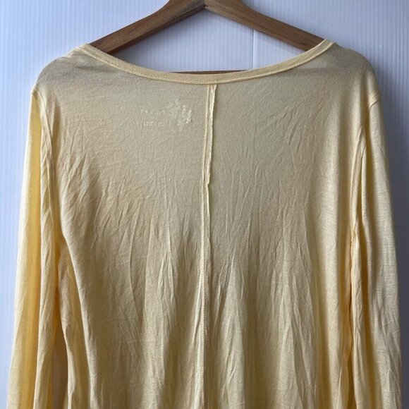 Anthropologie Pilcro Modal Yellow Ruched Sleeves Boho Semi Sheer Top Sz L - Picture 11 of 15